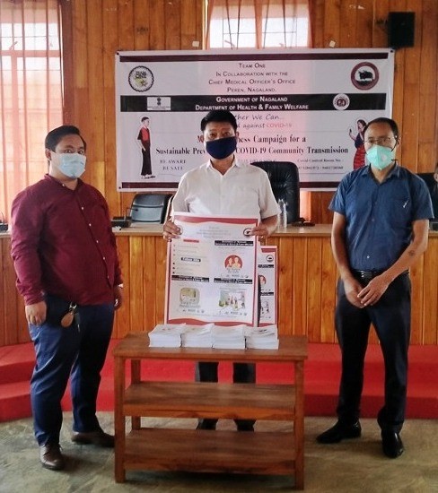 DC Peren Sentiwapang Aier with others during the launching programme on COVID-19 mass awareness campaign for Peren District held at Deputy Commissioner's Conference Hall, Peren on November 2. (DIPR Photo)